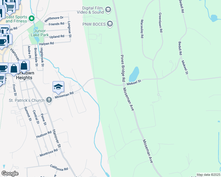map of restaurants, bars, coffee shops, grocery stores, and more near 10 Moseman Road in Yorktown Heights