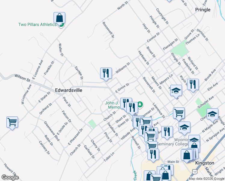 map of restaurants, bars, coffee shops, grocery stores, and more near 750 Main Street in Edwardsville