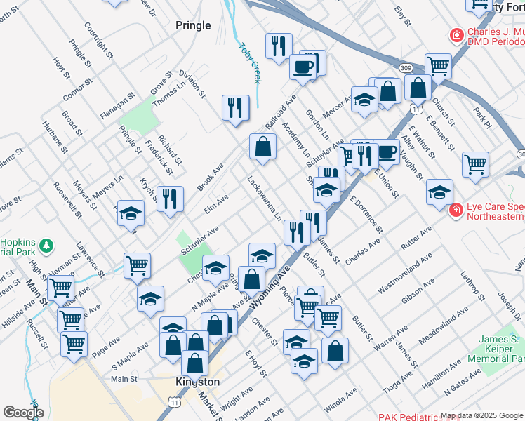 map of restaurants, bars, coffee shops, grocery stores, and more near 67 Price Street in Kingston