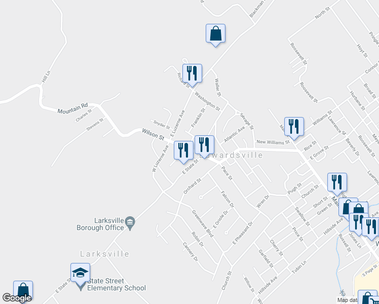 map of restaurants, bars, coffee shops, grocery stores, and more near 53 Wilson Street in Kingston