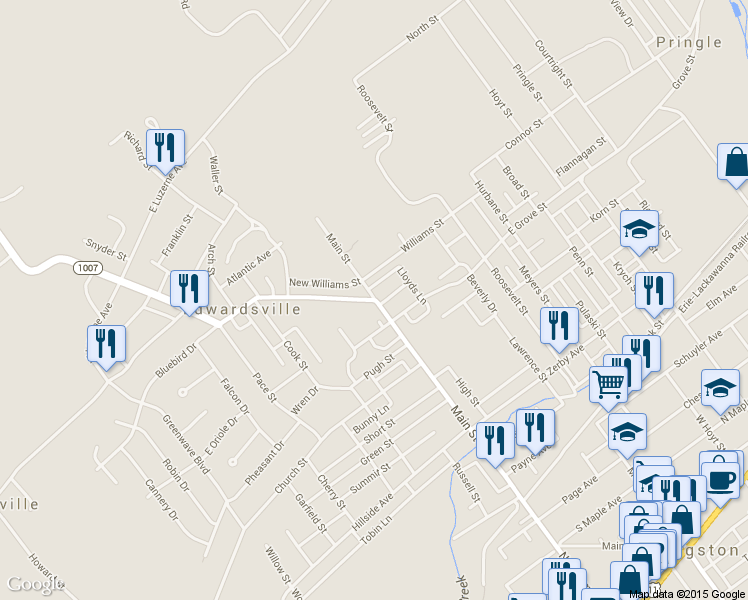 map of restaurants, bars, coffee shops, grocery stores, and more near 1 Jackson Street in Kingston