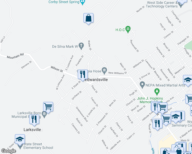 map of restaurants, bars, coffee shops, grocery stores, and more near 193 Jackson Street in Edwardsville