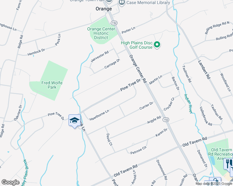 map of restaurants, bars, coffee shops, grocery stores, and more near 248 Pine Tree Drive in Orange