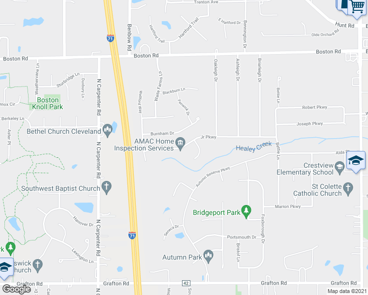 map of restaurants, bars, coffee shops, grocery stores, and more near 3182 Junior Parkway in Brunswick