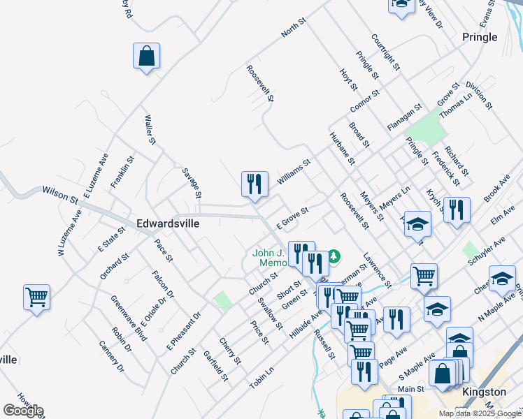 map of restaurants, bars, coffee shops, grocery stores, and more near 779 Main Street in Edwardsville