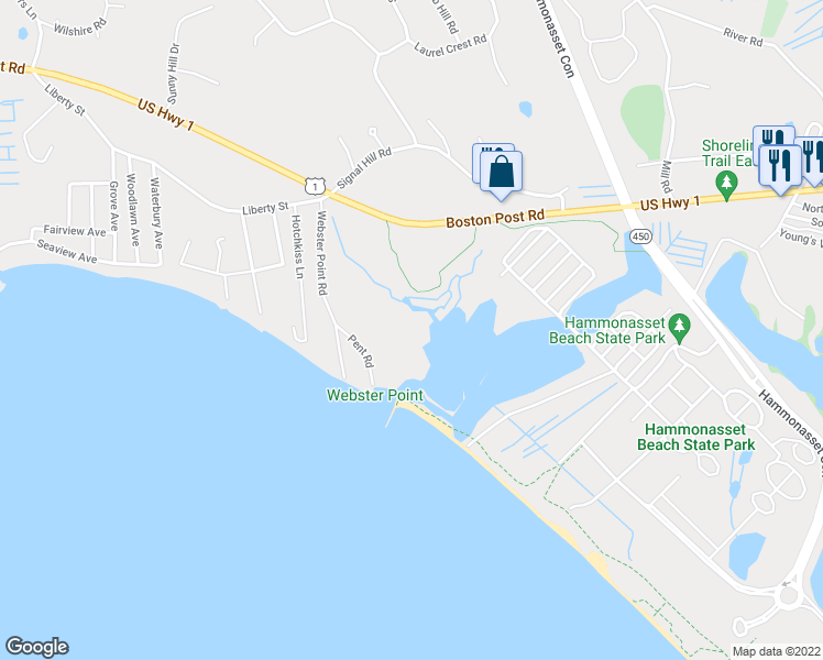 map of restaurants, bars, coffee shops, grocery stores, and more near 45 Pent Road in Madison