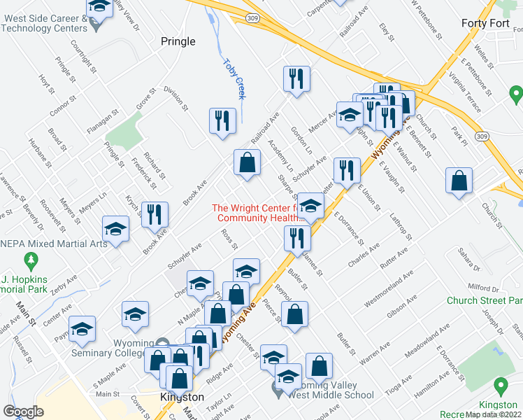 map of restaurants, bars, coffee shops, grocery stores, and more near 81 Division Street in Kingston