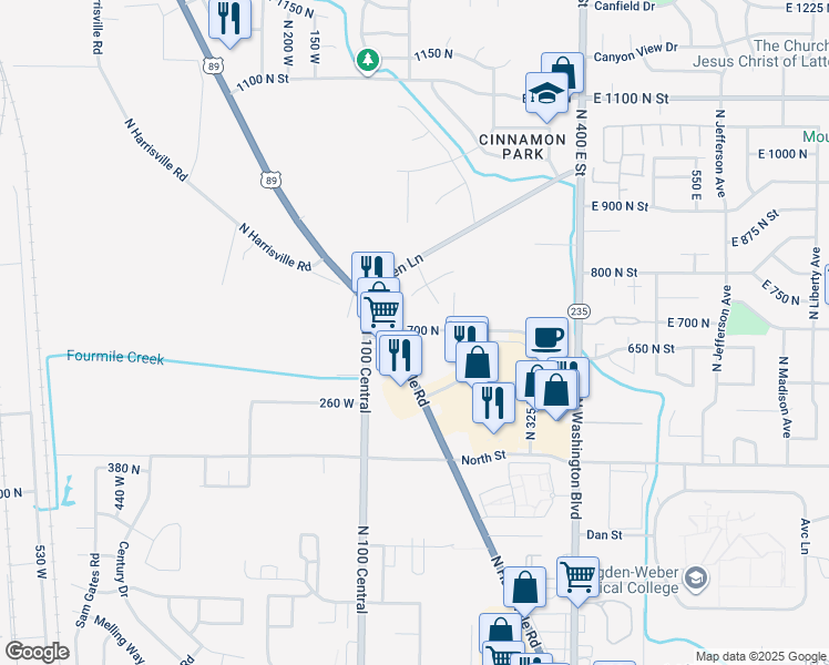 map of restaurants, bars, coffee shops, grocery stores, and more near 702 North Harrisville Road in Harrisville