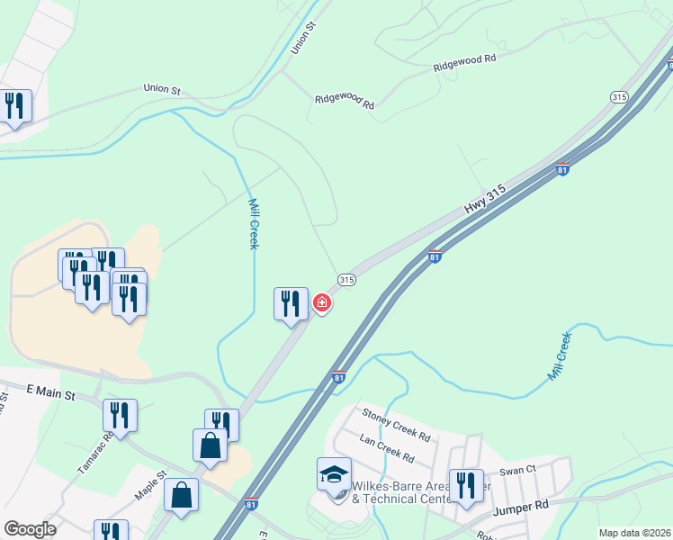 map of restaurants, bars, coffee shops, grocery stores, and more near in Luzerne