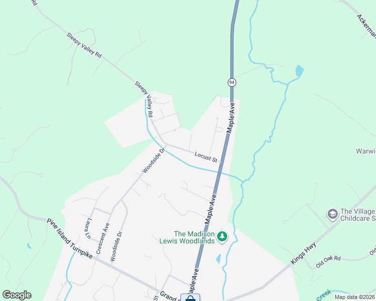 map of restaurants, bars, coffee shops, grocery stores, and more near 18 Locust Street in Warwick