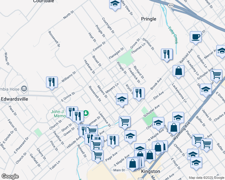 map of restaurants, bars, coffee shops, grocery stores, and more near 79 Bellas Street in Kingston
