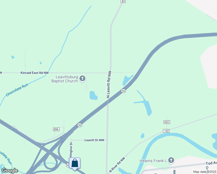map of restaurants, bars, coffee shops, grocery stores, and more near 2855 North Leavitt Road Northwest in Warren