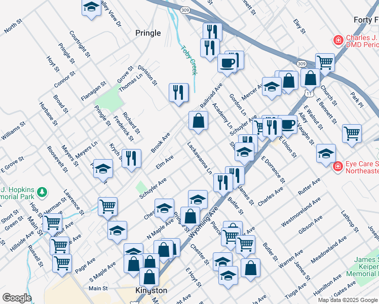 map of restaurants, bars, coffee shops, grocery stores, and more near 113 Price Street in Kingston
