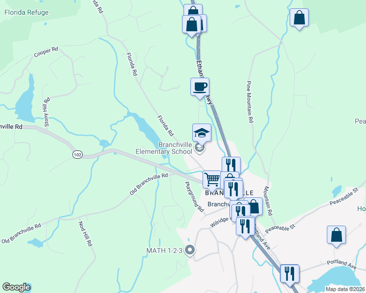 map of restaurants, bars, coffee shops, grocery stores, and more near 40 Florida Road in Ridgefield