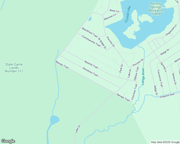 map of restaurants, bars, coffee shops, grocery stores, and more near 46 Shoshoni Trail in Gouldsboro