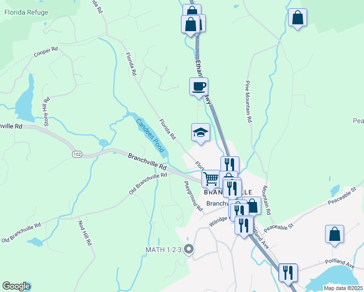 map of restaurants, bars, coffee shops, grocery stores, and more near 40 Florida Road in Ridgefield