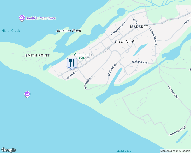map of restaurants, bars, coffee shops, grocery stores, and more near 18 Starbuck Road in Nantucket