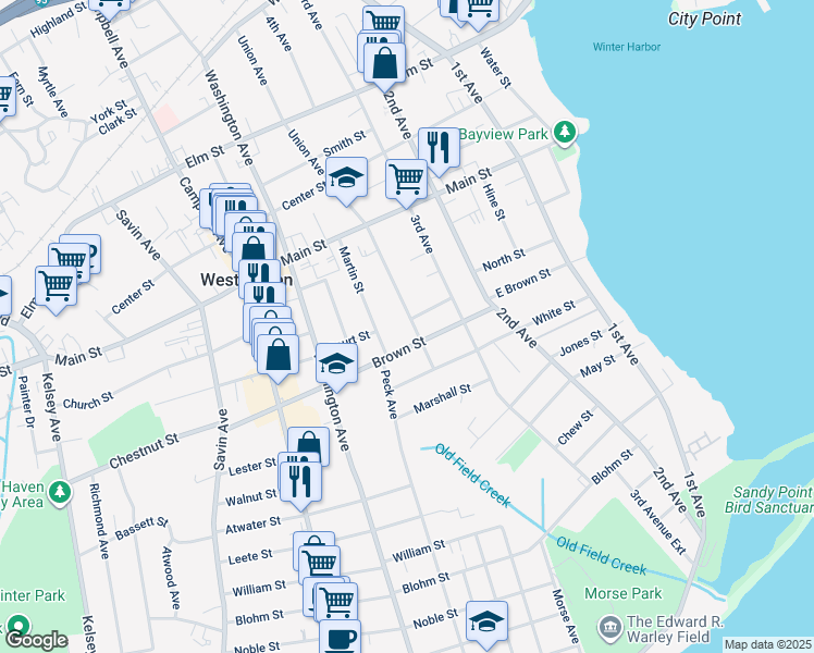 map of restaurants, bars, coffee shops, grocery stores, and more near 80 Union Avenue in West Haven