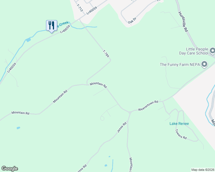 map of restaurants, bars, coffee shops, grocery stores, and more near 322 Mountain Road in Shavertown