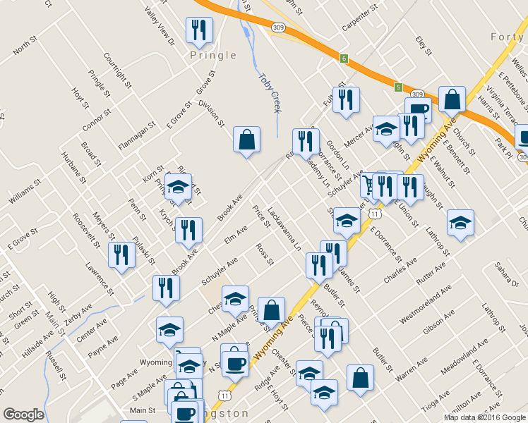 map of restaurants, bars, coffee shops, grocery stores, and more near 116-118 Division St in Kingston