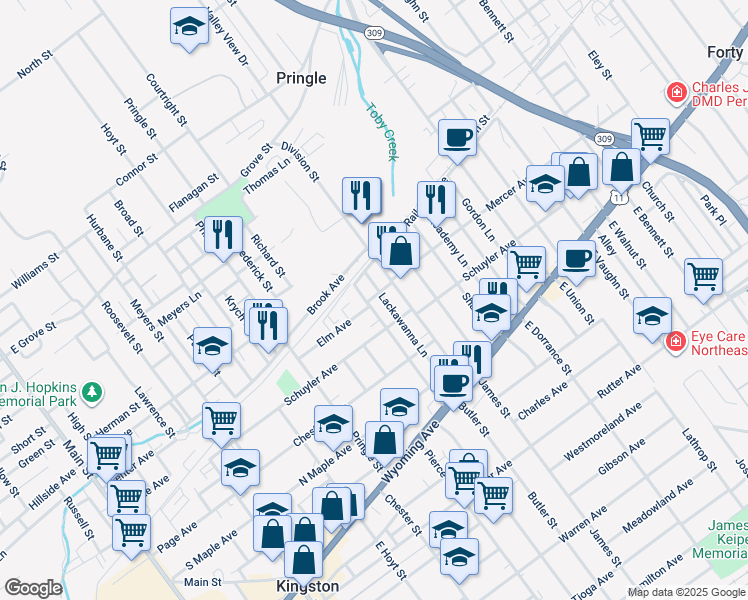map of restaurants, bars, coffee shops, grocery stores, and more near 137 Price Street in Kingston