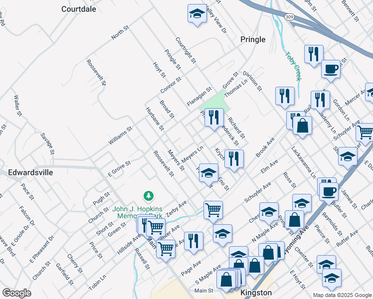 map of restaurants, bars, coffee shops, grocery stores, and more near 79 Bellas Street in Kingston
