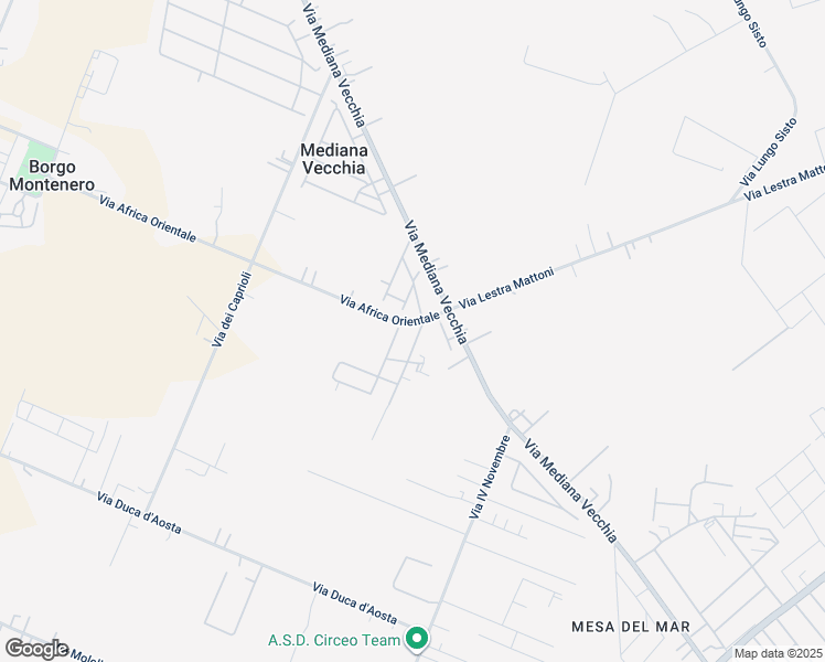 map of restaurants, bars, coffee shops, grocery stores, and more near 6 Via Africa Orientale in Mediana Vecchia