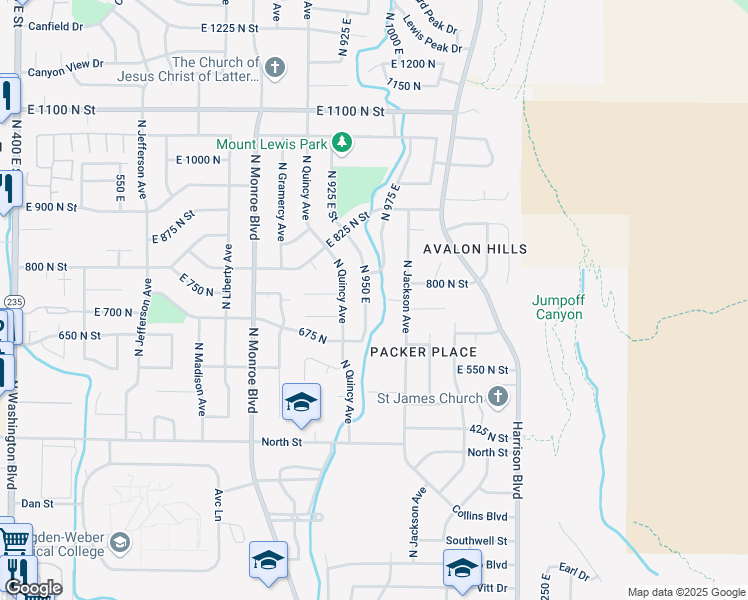 map of restaurants, bars, coffee shops, grocery stores, and more near 750 North Fowler Avenue in Ogden