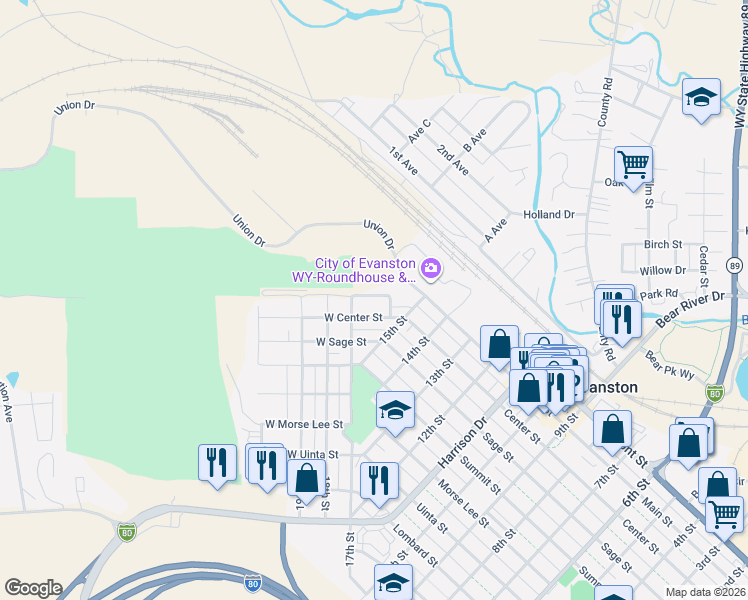 map of restaurants, bars, coffee shops, grocery stores, and more near 1617 West Main Street in Evanston