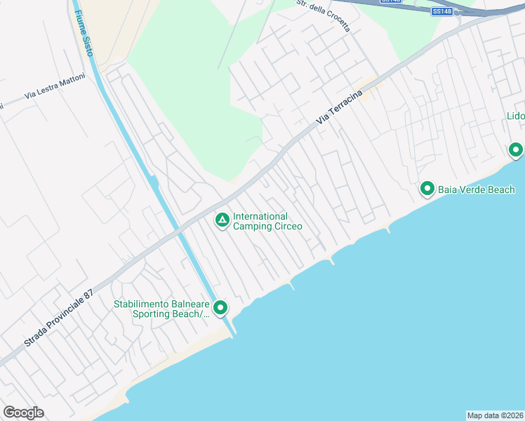 map of restaurants, bars, coffee shops, grocery stores, and more near 13 Riva dei Gabbiani in Terracina