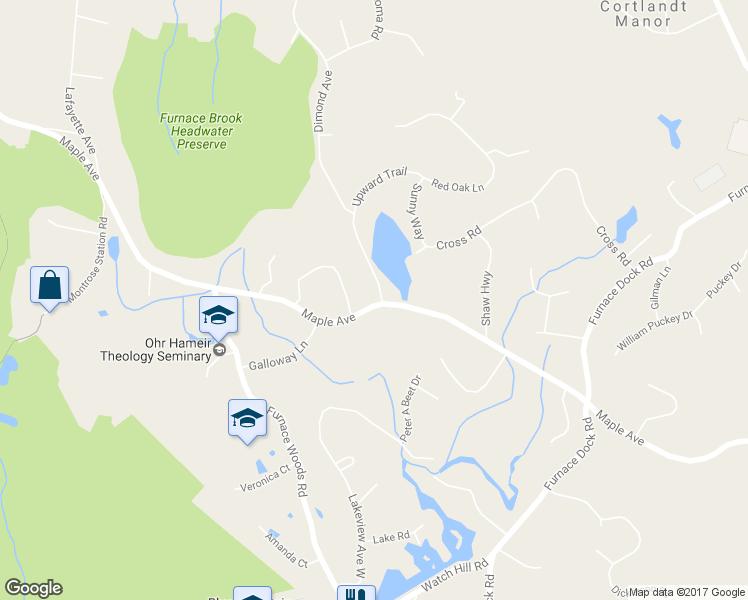 map of restaurants, bars, coffee shops, grocery stores, and more near 1 Hill and Dale Road in Cortlandt