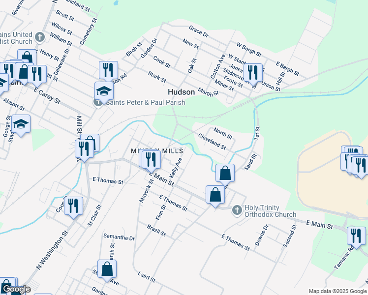 map of restaurants, bars, coffee shops, grocery stores, and more near 83 Kelly Avenue in Wilkes-Barre