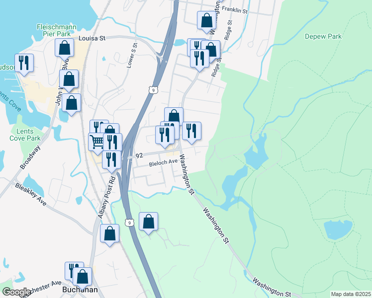 map of restaurants, bars, coffee shops, grocery stores, and more near 435 Welcher Avenue in Peekskill