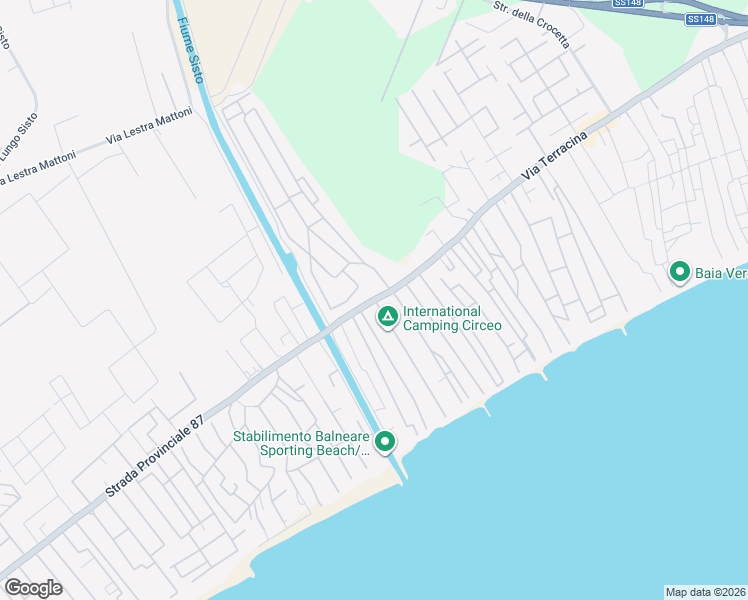 map of restaurants, bars, coffee shops, grocery stores, and more near Strada Provinciale San Felice Circeo in Terracina