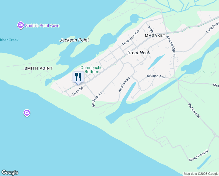 map of restaurants, bars, coffee shops, grocery stores, and more near 18 Starbuck Road in Nantucket