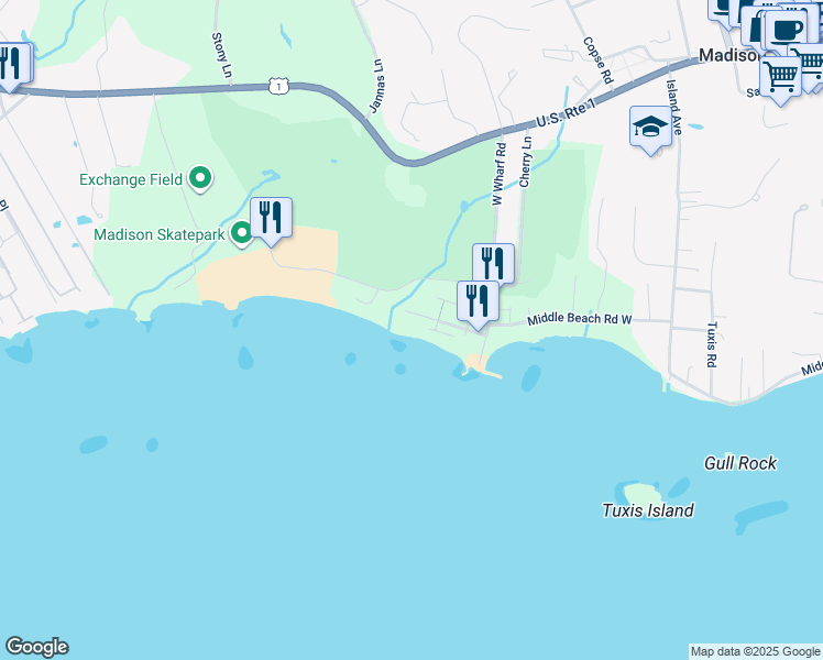 map of restaurants, bars, coffee shops, grocery stores, and more near 31 Parker Avenue in Madison