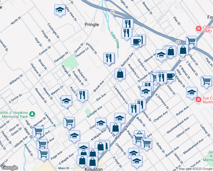 map of restaurants, bars, coffee shops, grocery stores, and more near 162 Price Street in Kingston
