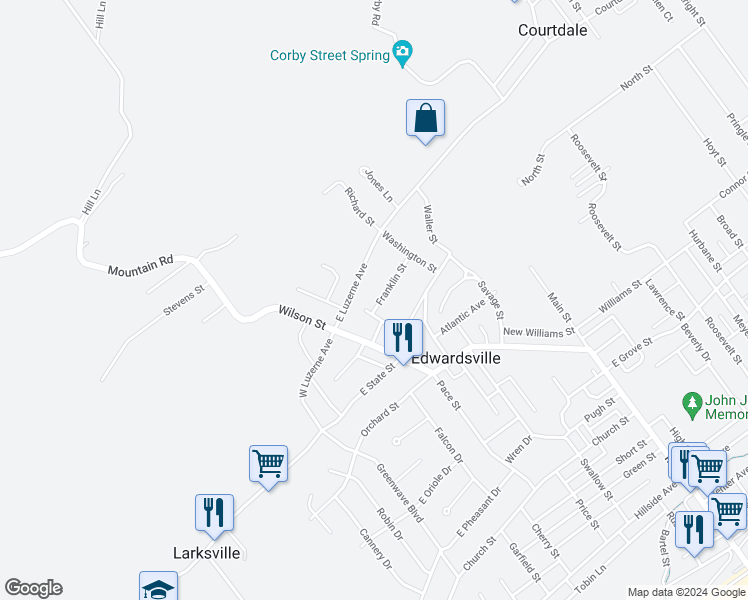 map of restaurants, bars, coffee shops, grocery stores, and more near 107 Thomas Street in Kingston