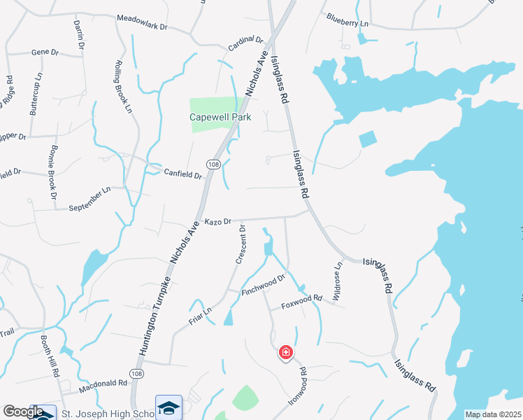 map of restaurants, bars, coffee shops, grocery stores, and more near 42 Kazo Drive in Shelton