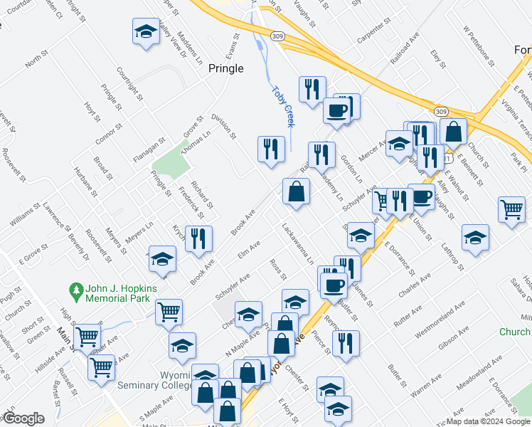 map of restaurants, bars, coffee shops, grocery stores, and more near 169 Price Street in Kingston