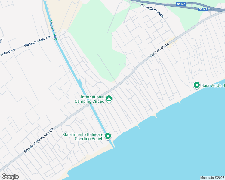 map of restaurants, bars, coffee shops, grocery stores, and more near 29 Strada Provinciale Badino in Terracina