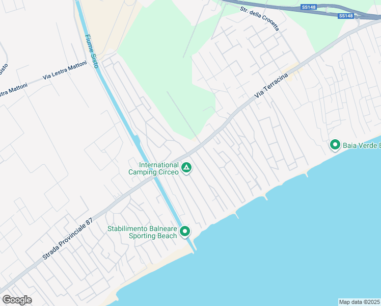 map of restaurants, bars, coffee shops, grocery stores, and more near 29 Strada Provinciale Badino in Terracina