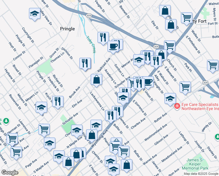 map of restaurants, bars, coffee shops, grocery stores, and more near 79 Poplar Street in Kingston