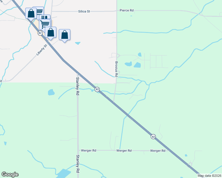 map of restaurants, bars, coffee shops, grocery stores, and more near 8569 Ohio 82 in Garrettsville
