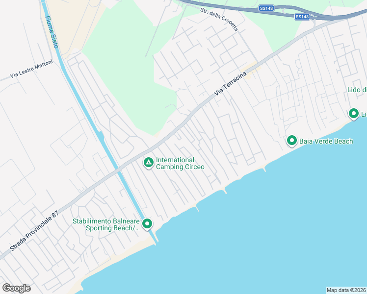 map of restaurants, bars, coffee shops, grocery stores, and more near 13 Riva dei Gabbiani in Terracina