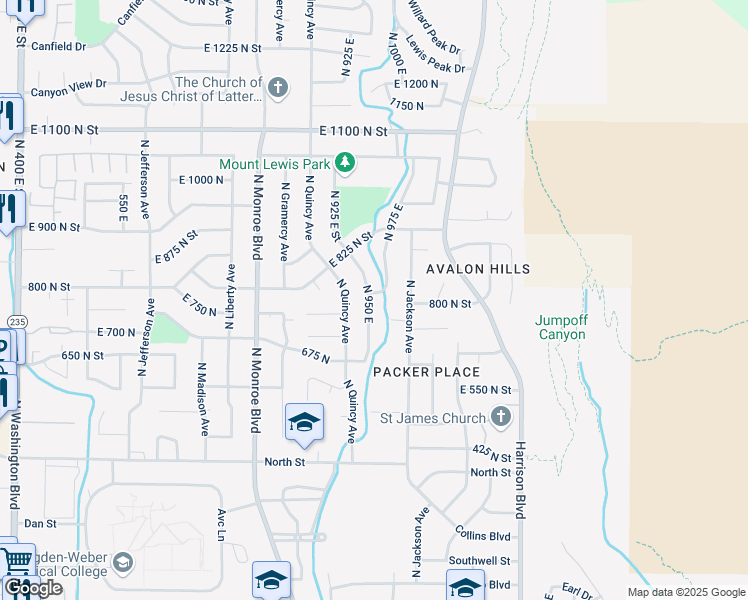 map of restaurants, bars, coffee shops, grocery stores, and more near 750 North Fowler Avenue in Ogden