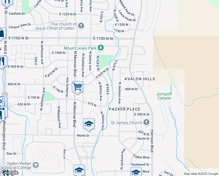 map of restaurants, bars, coffee shops, grocery stores, and more near 750 North Fowler Avenue in Ogden
