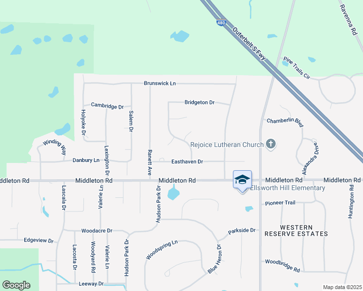 map of restaurants, bars, coffee shops, grocery stores, and more near 7949 Princewood Drive in Hudson