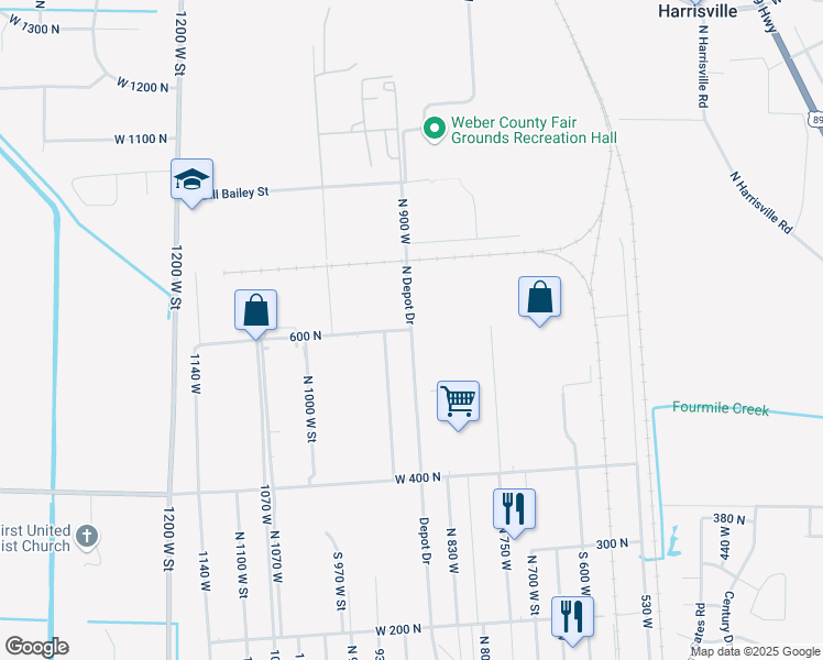 map of restaurants, bars, coffee shops, grocery stores, and more near 600 North in Ogden