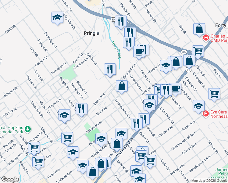 map of restaurants, bars, coffee shops, grocery stores, and more near 175-179 Division Street in Kingston